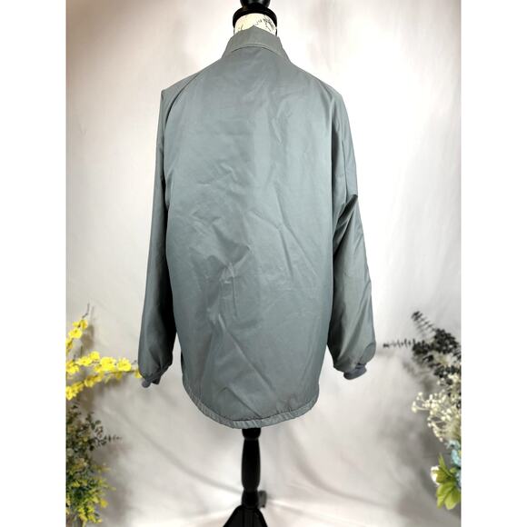Vintage Men's Sherpa Lined Coach Jacket 80s 90s Gray Large Tall - Picture 7 of 14